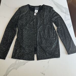 Onyx Nite 2 Piece Set Jacket Tank Sz Sm Black Silver Sparkle Rhinestone Evening